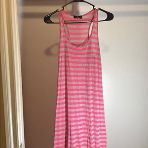 Pink and gray maxi dress.